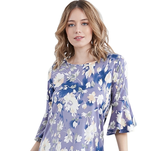 Doublju Tops - Doublju Ruffle Floral Shirt